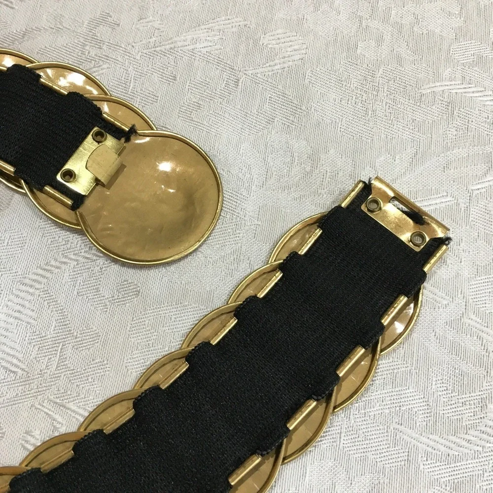 Vintage Gold Belt Stretch Scale Belt Hook Clasp Egyptian Revival Metal